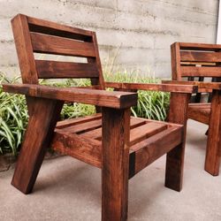 Handmade Wooden Patio Chairs 3-piece Set 
