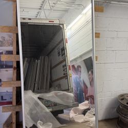 Mirror Glass Panel with Aluminum Frame on Wheels – Studio or Office Divider