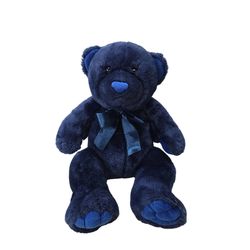Kids Preferred Dark Blue Teddy Bear with Satin Bow 17"Plush 2000 Stuffed Animal