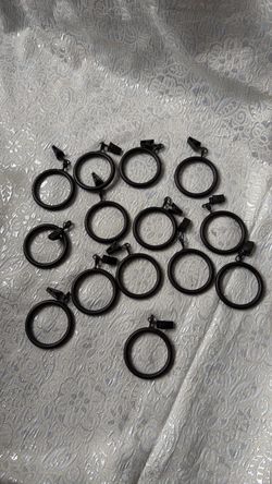 Black Metal Curtain Rings with Clips – Set of 14