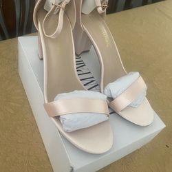 Champagne Satin Heals Size 7.5