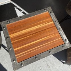 Custom Made Industrial Wood And Metal End Table