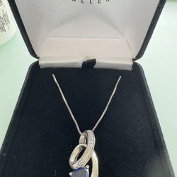 Designer Sterling Silver Sapphire Diamond Accent Pendant Necklace