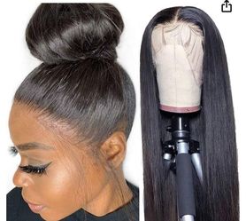 Glueless Lace Front Wigs Straight Malaysian Virgin Natural
Color 180% Density Pre Plucked HD Transparent Lace Wigs
Human Hair with Baby Hair 20 Inch