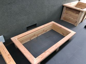Custom privacy wall patio garden bed flower herb planter box wooden cedar redwood container vegetable urban
