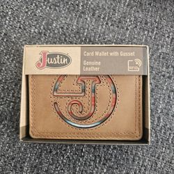Justin Slim Serape Brown Leather Card Wallet