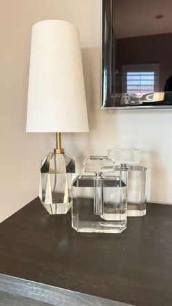 Faceted Clear Glass Crystal Accent Table Lamp