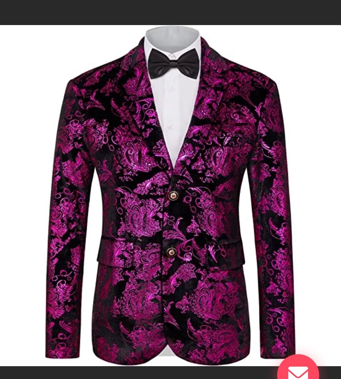 Mage Male Purple Floral Suit Jacket Notched Lapel Slim Fit Two Button, Sm *NEW*