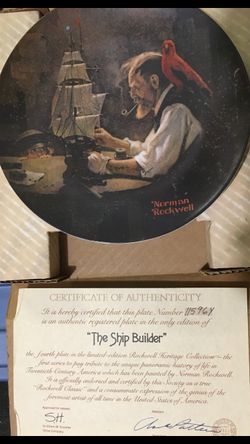 8-1/2” Edwin M Knowels “Ship Builder” by Norman Rockwell