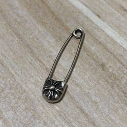 925 Sterling Silver Chrome Hearts Classic Cross Safety Pin Earring