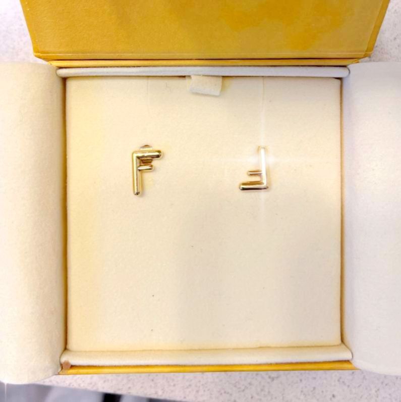 Fendi Gold Initial Earrings