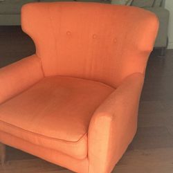 Orange Wing Back Chairs 
