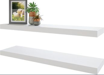 BAMEOS Floating Shelf,Wall Shelf, Decor Wall Mounted Shelves, Hanging Shelf Set for Bathroom Kitchen Living, Kitchen, Room Bedroom Storage White