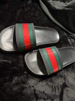 Gucci Web Stripe Rubber Slide Sandals