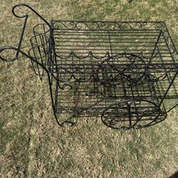 Farmhouse Vintage Wrought Iron Wine Cheese Bar Cart