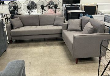 BRAND NEW 2pc Couch Set Gray Sofa And Loveseat