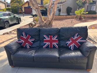 Black leather sofa