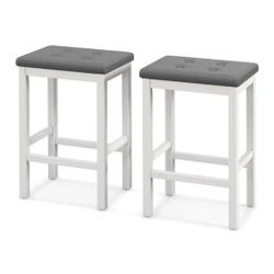 Set of 2 24 Inch White Bar Stools