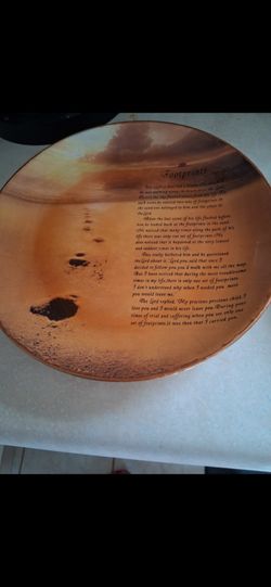 Vi tage spiritual foot print decor plate