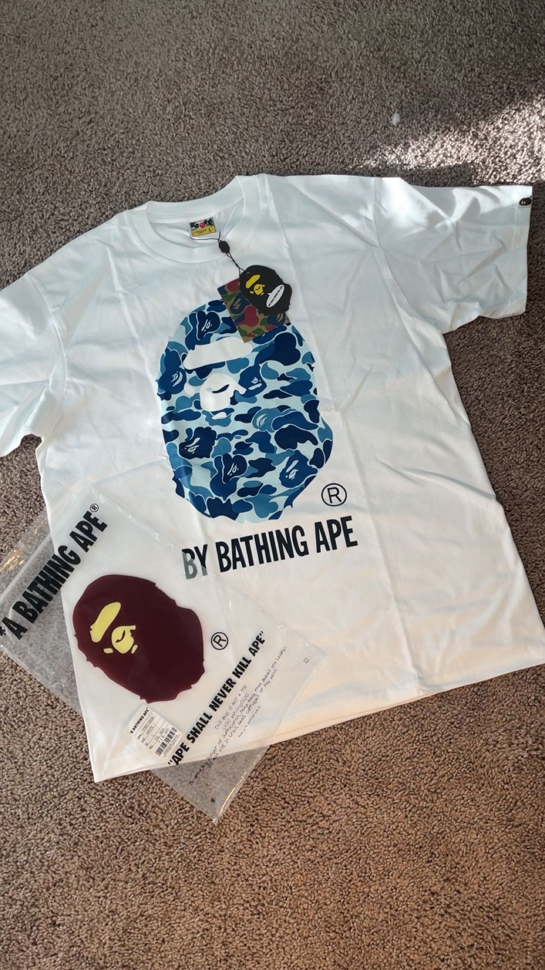 White Light blue Bape Tee Shirt