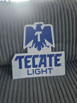 Tecate Light Tin Tacker Sign