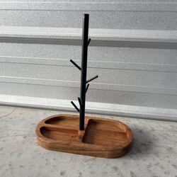 $8 for (1) Wood & Black Metal Jewelry Organizer Display Stand-10w x 12h 