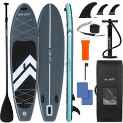 SereneLife 10’6” Inflatable Stand Up Paddle Board with Premium SUP Accessories - 33” Wide Stable Design with Non-Slip EVA Deck Pad for Youth and Adult