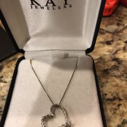 14K White gold Diamond Heart Necklace