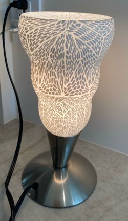 Vintage Portable Lamp IKEA Glass Shade Metal Base On/Off Switch on Electrical Cord