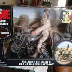 GI Classic Collection Harley Davidson Cycle US Army Courier and WLA 45 Harley-Davidson. 17 inches long by 8 inches wide box