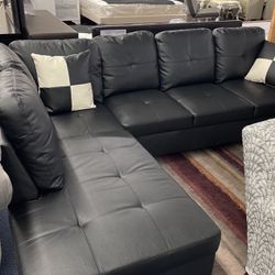 Black Color Sectional With Ottoman