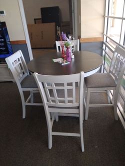 Round Counter Height Dining Table with table extension Set with 4 Chairs $24.99 for 78 weeks