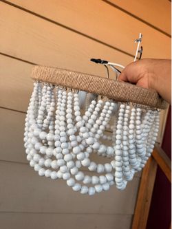 Bohemian Wood Beaded Ceiling Lamp