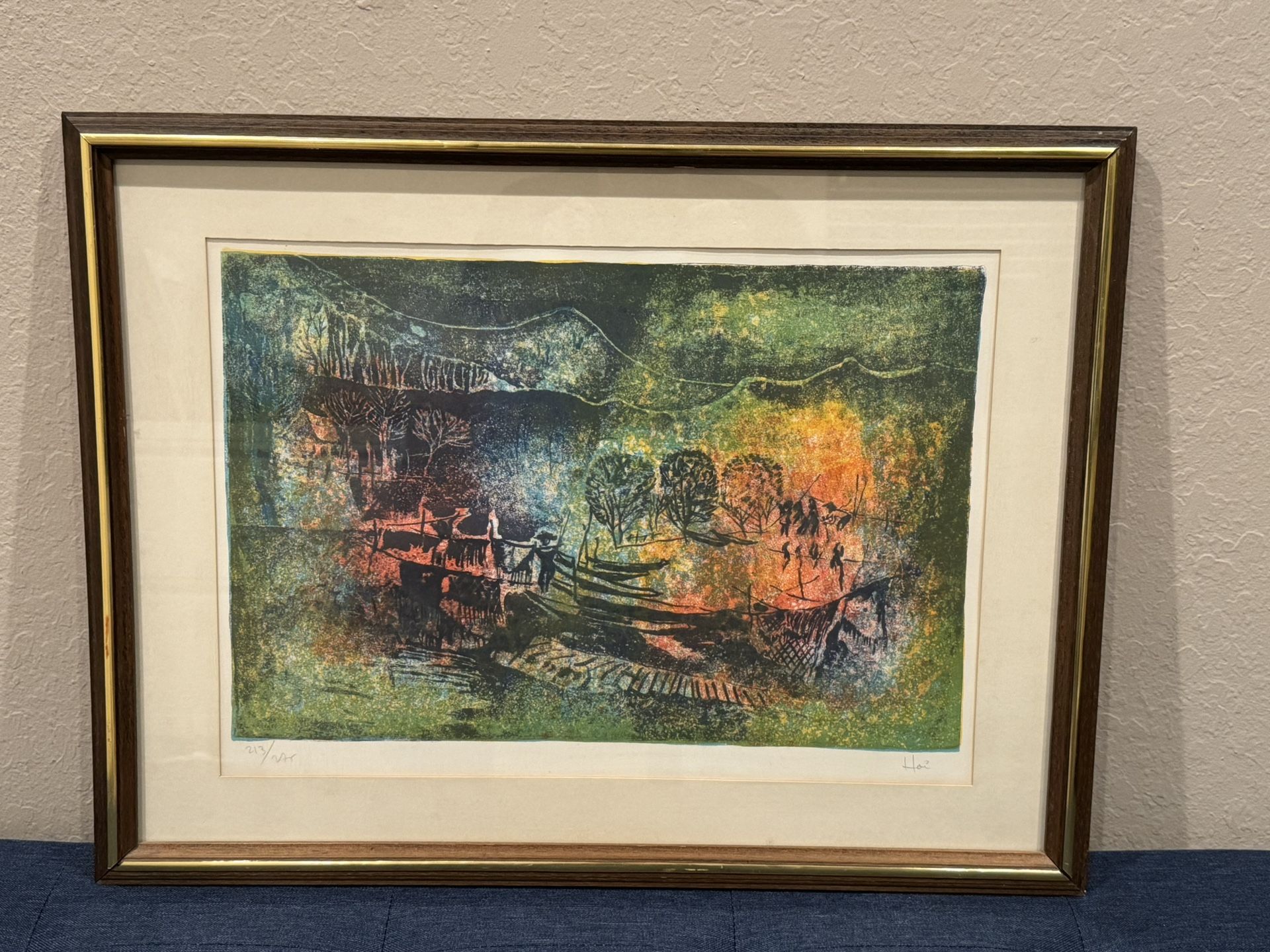 HOI LEBADANG (b.1921) - "Docked Boats 5" - Rare Signed Lithograph 213/275