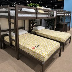 solid wood triple twin bunk bed // mattress sold separately 