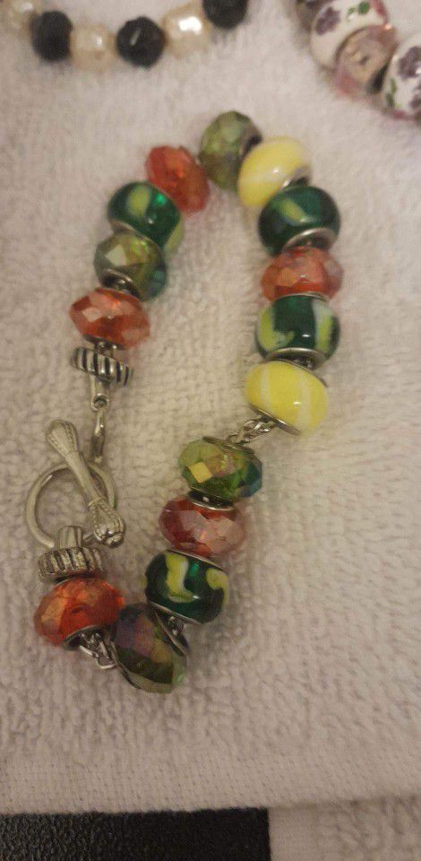 Spring Is Here Bracelet Red, Greens And Yellows