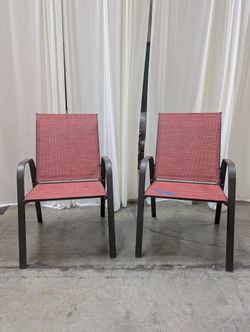 Red Mesh Patio Chair with Curved Arms