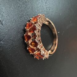 585 RG 14k Rose Gold Stamped Cognac Orange Allure Gemstone Size 7 Ring 