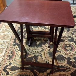 Wood TV Tray Set