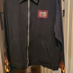 Vintage Lucky 13 Black Jacket W/ Flames 