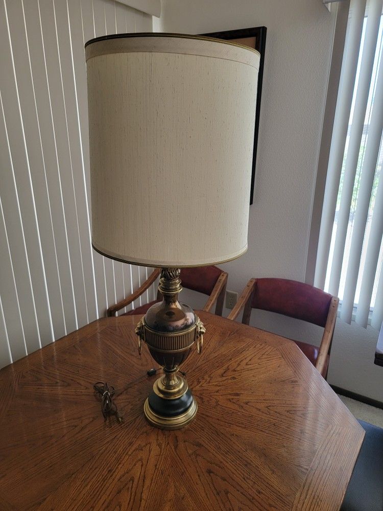 Vintage South Africa Brass Lamp 41" Tall With Shade