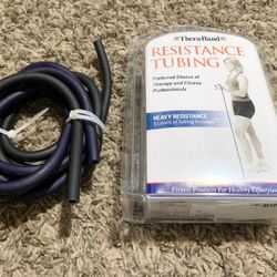 TheraBand Professional Latex Resistance Tubing 2-Pack Blue/Black for Upper Body, Lower Body, Core Exercise, Physical Therapy, Lower Pilates, at-Home W