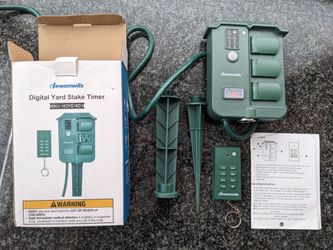 DEWENWILS HOYS16D1 Digital Yard Stake Timer 6 Outlet Remote Open Box