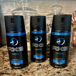 Set of 3 axe deodorant body spray•ANARCHY•4oz•all for $12