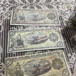 Lot Of 3 Old Big Mexican Bills