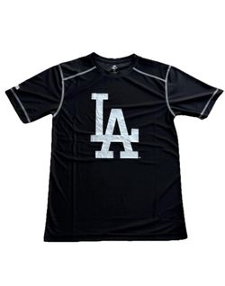 LA Dodgers Jersey Shirt Mens Small Black Stitches MLB Logo Athletic Tee