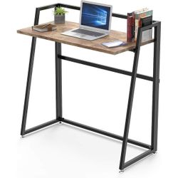 New 33" Teak Wood Brown Foldable Portable Desk for Home or Office