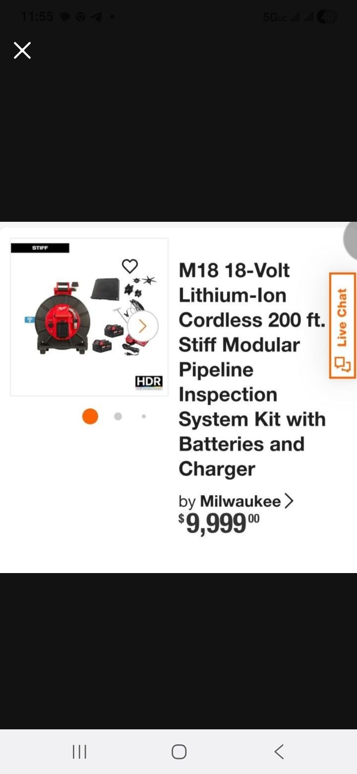 M18 18-Volt Lithium-Ion Cordless 200 ft. Stiff Modular Pipeline Inspection System 