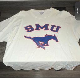 Vintage Champion SMU Mustangs White Mens T-Shirt Shirt Size XL