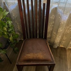 leather wood antique chair 